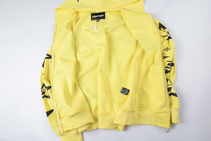 노란색 스웨트 셔츠 스타 인쇄 지퍼 후드 디자이너 남성 남성용 남성용 후드 고품질 스웨트 셔츠