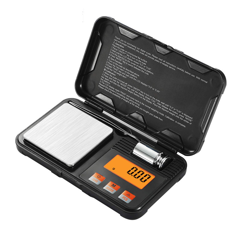 Balance numérique électronique portable 6 unités de conversion 0,01 g/200 g 0,001 g/50 gMini balance de poche professionnelle de précision en milligramme avec poids d'étalonnage de 50 g