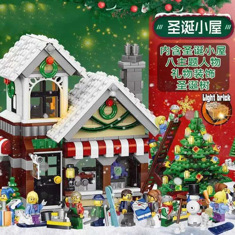 Veicoli Giocattoli Città Esperto creativo Villaggio invernale Negozio di giocattoli 10249 Blocchi di costruzione Casa Negozio di Babbo Natale Mattoni Bambini Regalo di Natale GiocattoliL231114