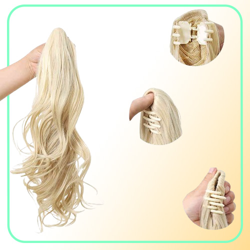 Ombre Curly Hair Ponytail Extensions Claw Fake Pony tail Tail Hairpiece 2020 Afro Long Clip Synthetic Blonde Pink Wavy Wig5614500