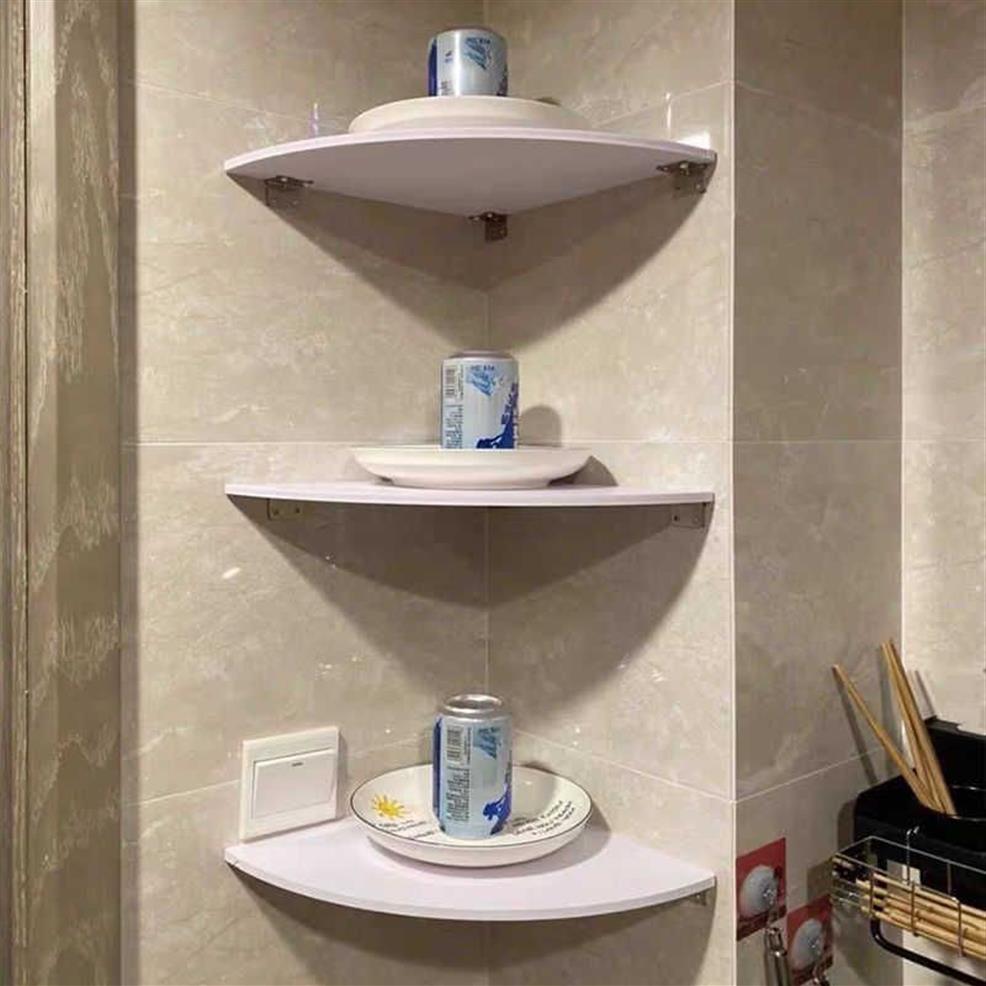 18 20 24 White Floating Wall Corner Shelf Wall Mounted Storage Rack Bathroom Shower Holder Home Bookshelf Shelves Storage X0316D