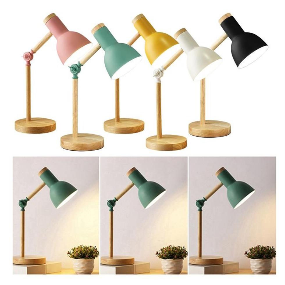 Table Lamps Stylish Wooden Iron LED Multi-Joint Reading Lamp Task Light Flexible 3W Nordic Folding Desk Bedroom Eye Protection219o