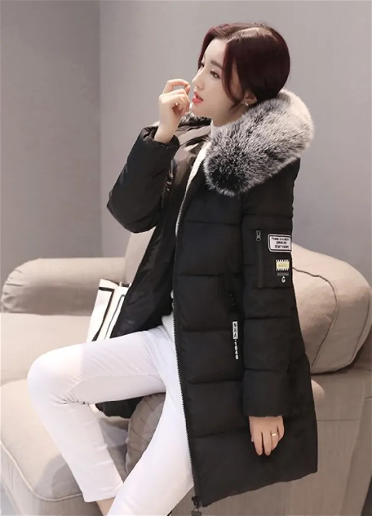 New Long Parkas With Hooded Female Women Winter Coat Thick Down Cotton Pockets Jacket Womens Outwear Parkas Plus Size XXXL