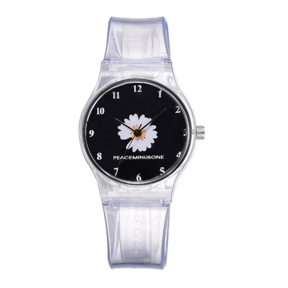 Mała Daisy Jelly Watch Studenci Girls Cute Cartoon Chrysanthemum Silikonowe zegarki Transparent Pin Pin BurekleWatches325h