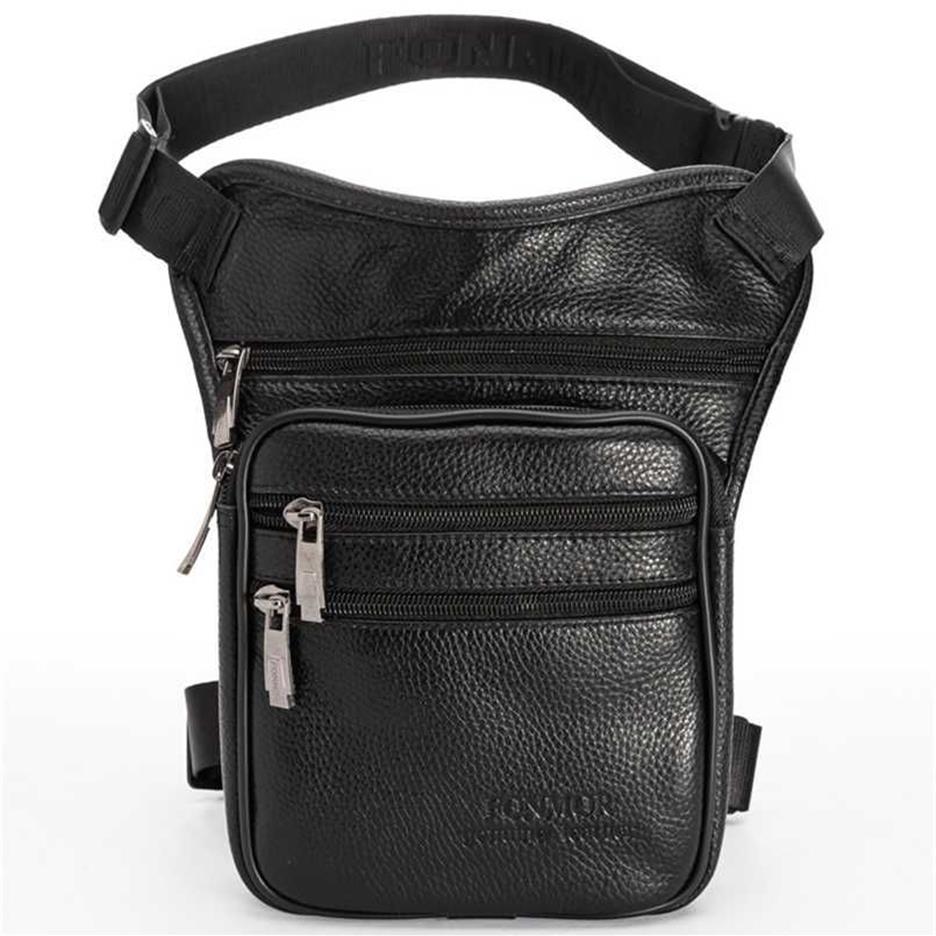 Men Genuine Leather Drop Leg Bag Waist Crossbody Fanny Pack Belt Hip Bum Travel Riding Motorcycle Messenger Shoulder 2110062387