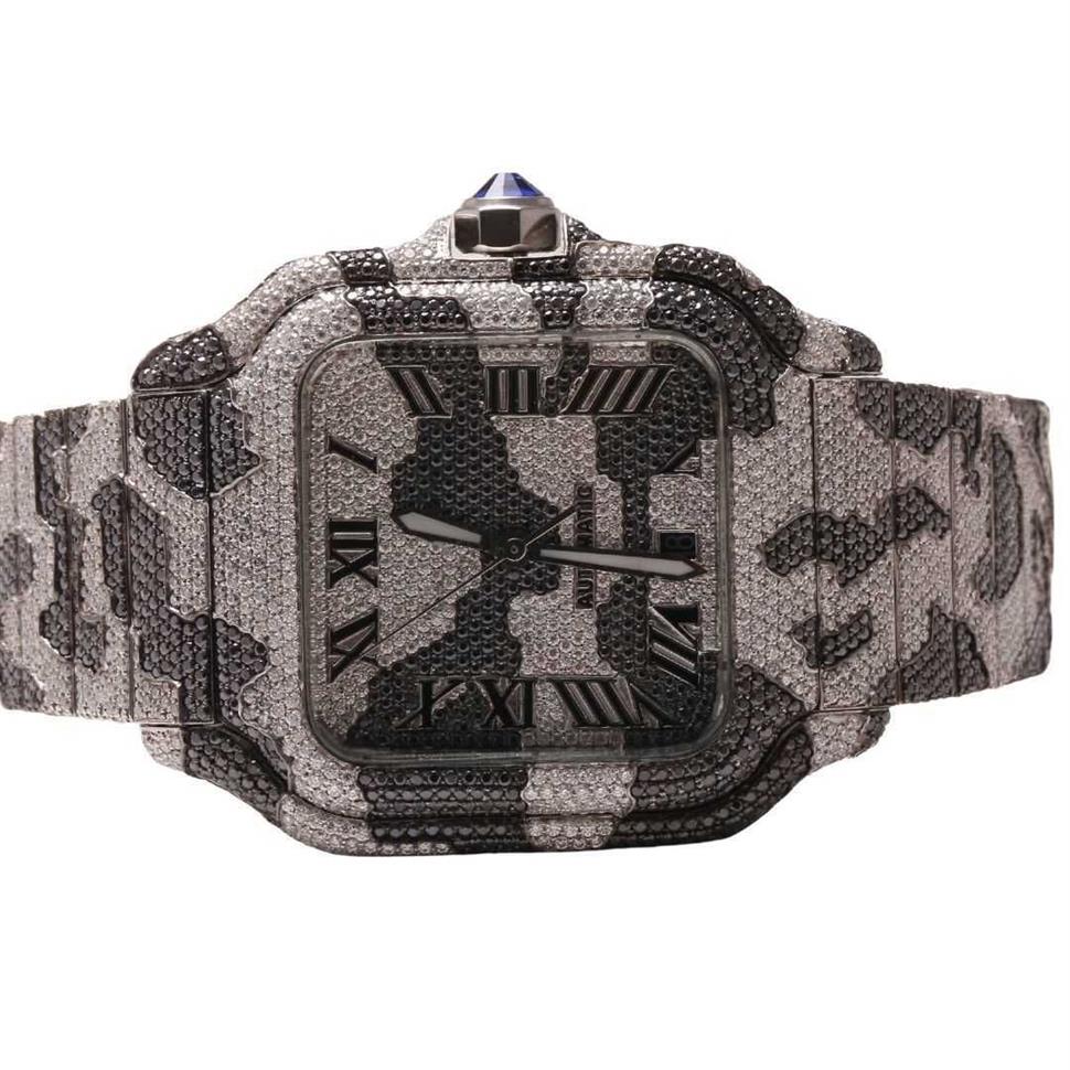 Armbandsur Hip Hop Diamond Watch Round Cut All Size Anpassa naturlig handgjorda diamantklocka för herrdiamantklocka267i
