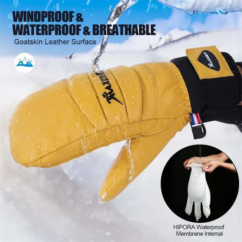 Ski Gloves MAXDEER Ski Gloves Leather Snowboard Mittens Men Women Skiing Snowmobile Snow Sports Winter Thermal Gloves Waterproof WindproofL23118