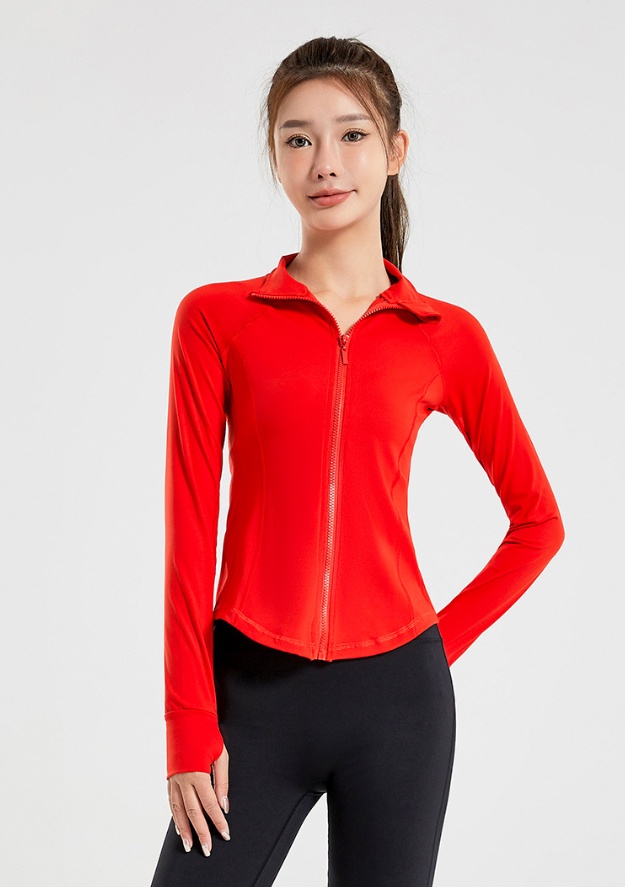 LU-1827 Groot formaat sporttop met lange mouwen vrouwelijk elastisch strak netwerk rode fitnesskleding training hardlopen sneldrogende kleding yogakleding jas