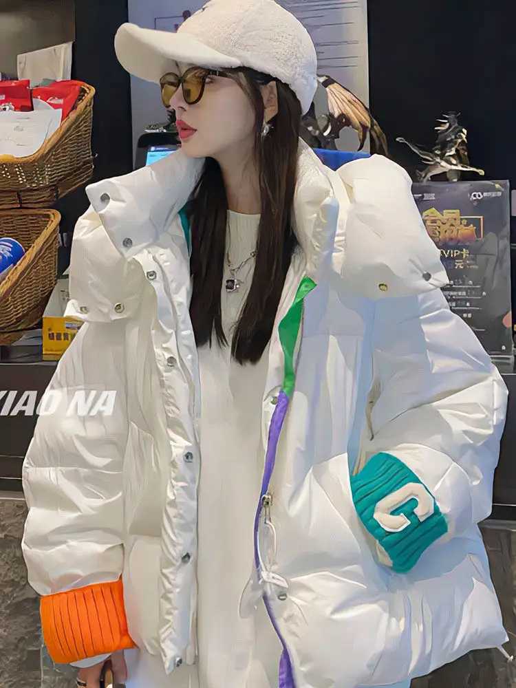 Parkas de plumón para mujer Parkas de mujer estilo callejero coreano 2022 nueva moda sólida de invierno con cremallera abrigo suelto completo para mujer Parkas de diseñador que mantienen el calor todo fósforoL231215