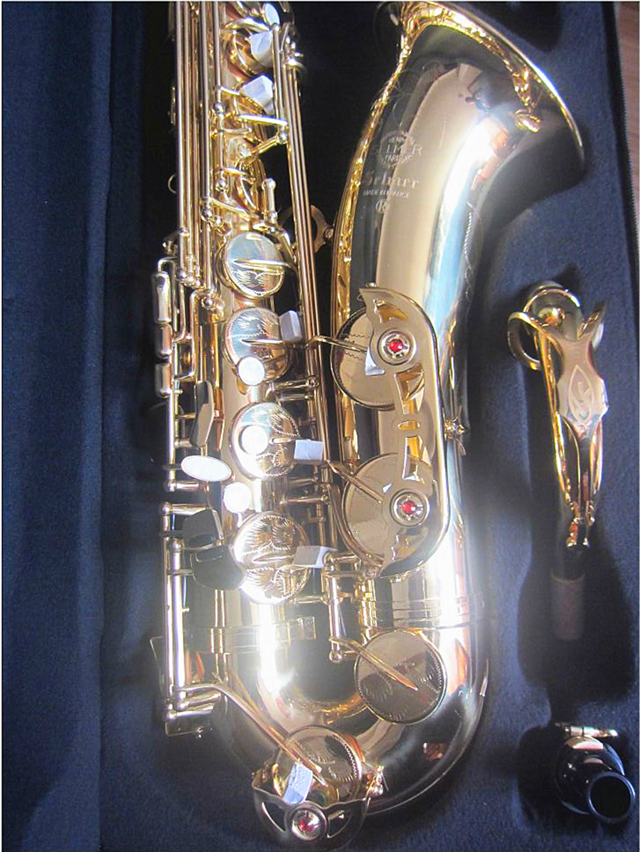 Helt ny professionell Mark VI Tenor Saxofon BB Tuned Gold Brass One till ett graverat mönster Jazzinstrument med falltillbehör