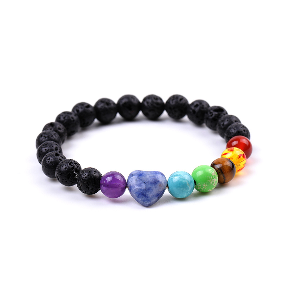 7 Chakra Reiki pierre de guérison coeur Bracelet Yoga équilibre énergie pierres de lave naturelles perles bijoux