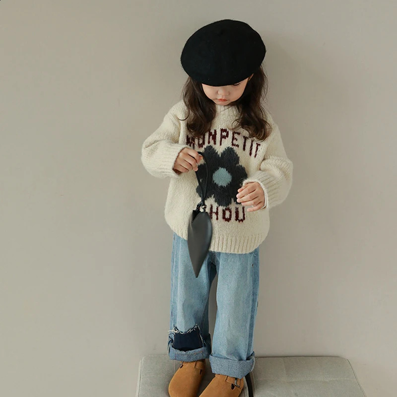 Pullover Girls Xin Hua La Hua Sweater SpringSummer Korea Childrens Fashion Knitted Sweater Casual Top 231214