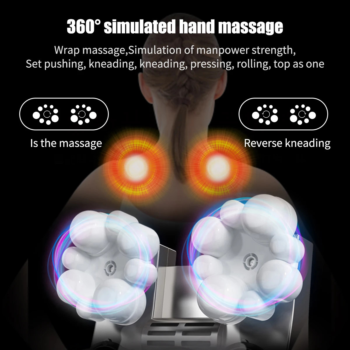 Nekkussens masseren 3D-kneden Shiatsu Infrarood Verwarmd kneden Auto-/thuismassage Cervicale nekmassager Sjaalapparaat Schoudermassager 231214