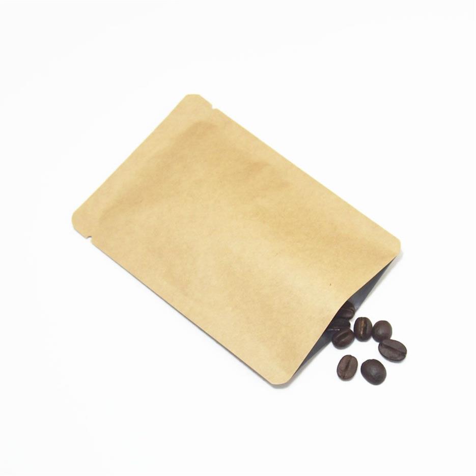 4 크기 브라운 오픈 탑 음식 진공 패키지 가방 크래프트 종이 알루미늄 호일 포장 파우치 커피 가루 말린 음식 보관 가방 HEA295T