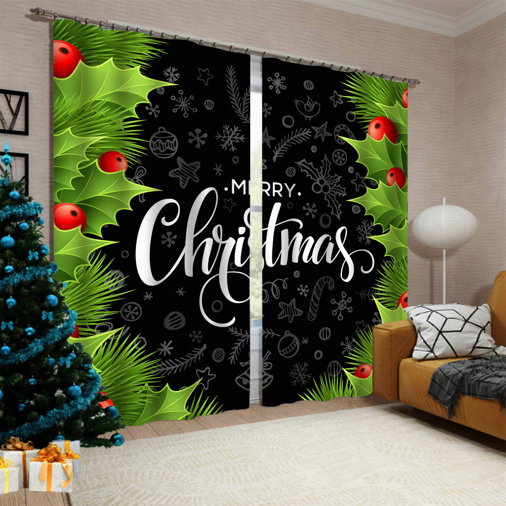 Cortinas blackout de Natal 3D tamanho personalizado Cortina de banho à prova d'água Impressão 3D Cortina de chuveiro de porta em tecido de poliéster