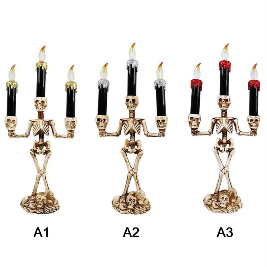 Led Candle Light Skeleton Halloween LED Candelabra Skull Party Lamp Halloween Decoration Lights Ghost Festival Atmosphere Y201006256B