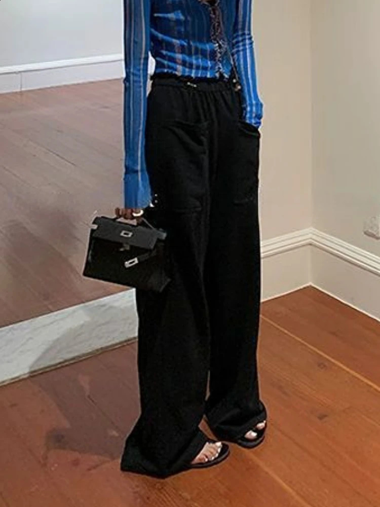 女性用パンツS L 6xl for lide drowstringハイウエストルーズ韓国スタイルファッションワイドスポーティーパンタローデューマイジャーデイリー231214
