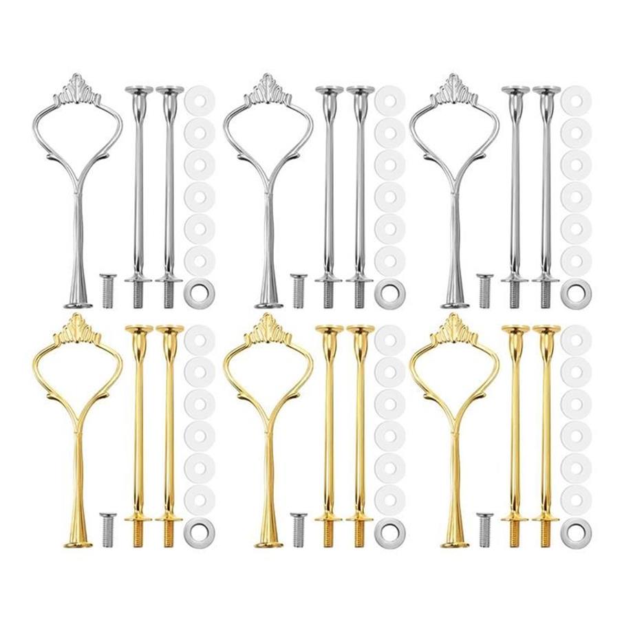 Ferramentas de pastelaria de cozimento 6 peças para suporte de bolo de 3 camadas suporte de hardware resina artesanato diy fazendo cupcake servindo decoração322f