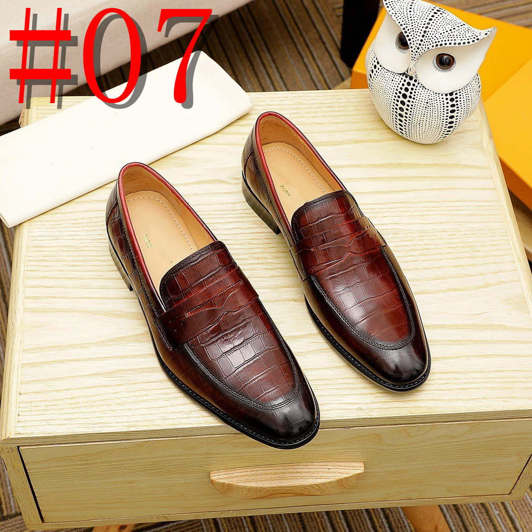 24style Luxury Men's Fashion Party Shoes Britânico Pointed-toe Brilhante Couro Mens Lace-Up Designer Dress Business Office Shoes Men Wedding Oxfords Flats