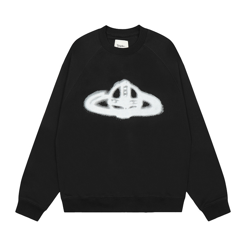 Designer hoodie saturn tryck trendig ungdom streetwear vår/sommar bomull runda nacke tröja