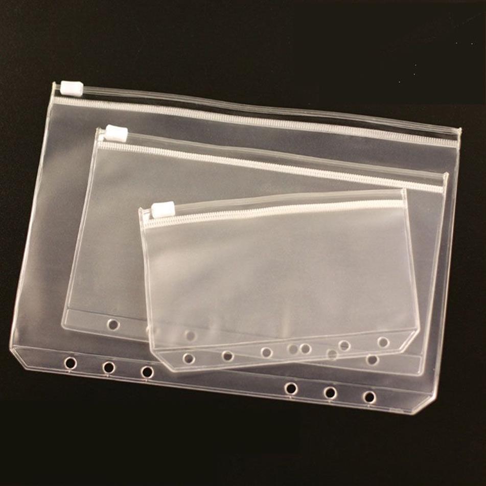 ロットA5 A6 A7 Files Holder Standard TransparentPVCルーズリーフポーチセルフスタイルのジッパーファイリングオーガナイザー製品Binder241D