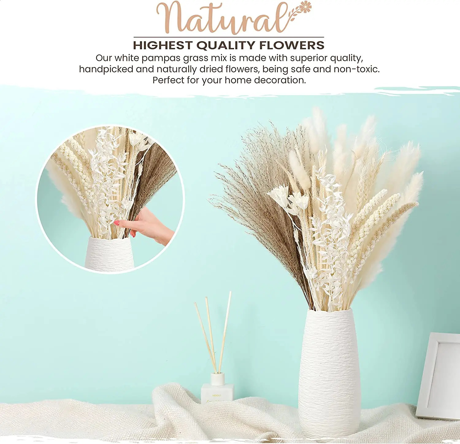 Flores decorativas Grinaldas Branco Flores Secas Reed Bouquet Seco Pampas Ramos Arranjo Casamento Cauda Grama Dekoration Decoração de Casa 231214