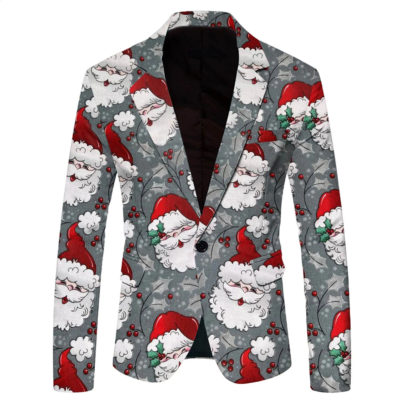 Men's Suits Blazers Fashion Santa Claus Print Suit Jacket Men's Christmas Coat Autumn Winter Men Blazer Jackets For Men Christmas Party Jackets 231214