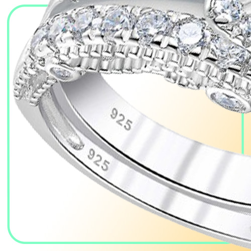 She Zestaw obrączki Classic Jewelry 28 CT Princess Cut Aaaaa CZ 925 Srebrne pierścionki zaręczynowe dla kobiet JR4887 21104618757