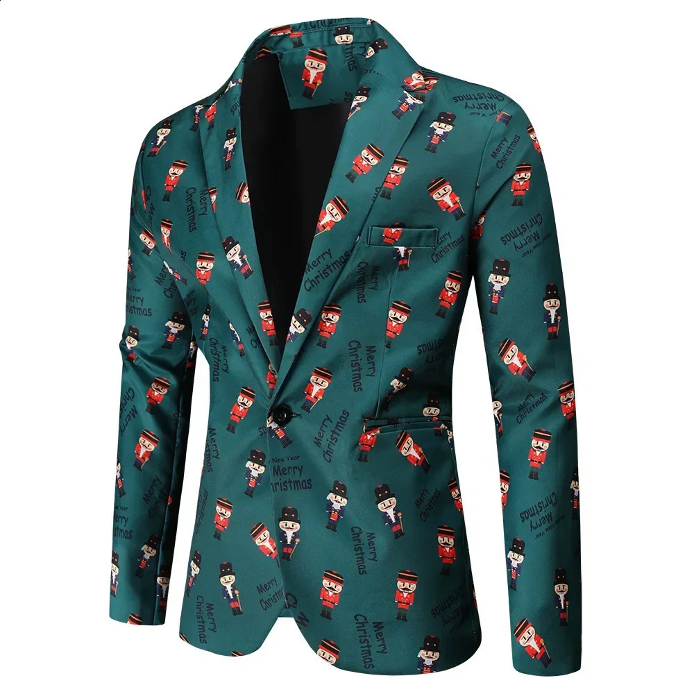 Herenpakken Blazers Hoge kwaliteit Mannen Casual Pak Blazer Vest Broek Kerstprint Straat Hiphop Mode Slanke Banket Party Mannen Pakken 231214