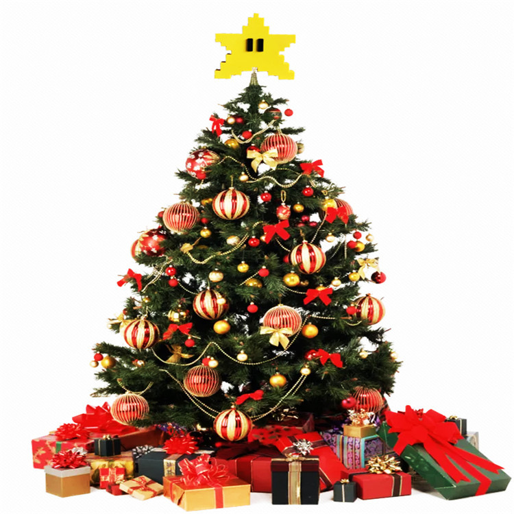 Albero di Natale all'ingrosso Pentagramma in mosaico con decorazioni a stella a cinque punte nella parte superiore dell'albero di Natale