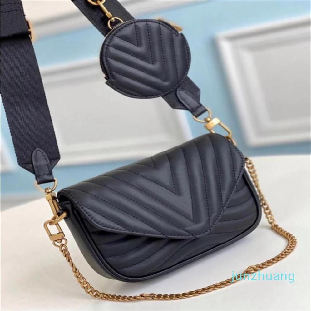 Designer- Kvinnor Bag Fashion Chain Combination Round Coin Purse Mini Leather Wallet Crossbody Bags312Q