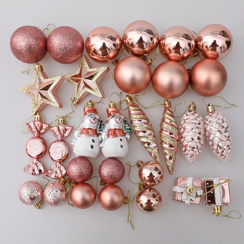 Weihnachtsdekorationen, 29/20 Stück, Weihnachtsbaumkugeln zum Aufhängen, Anhänger, Zuckerstange, Tannenzapfen, Ornament-Set, Weihnachtsdekoration für Zuhause, 2024, Navidad-Jahr 231214