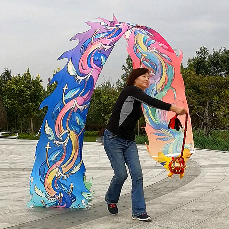 Ruban de danse du Dragon chinois de 8/10 mètres, avec corde de tête, ensemble de Fitness, Performance carrée, articles amusants en plein air, jouet de Festival