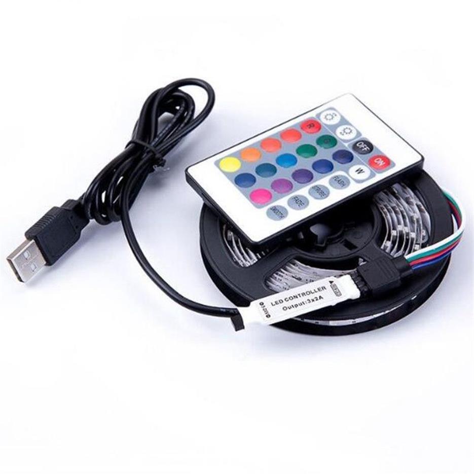 5V USB LED 스트립 라이트 1m 2m 3m 4m 5m 따뜻한 흰색 RGB 2835 TV 배경 조명 Decoracion Fairy Lights 3 Key Control274f