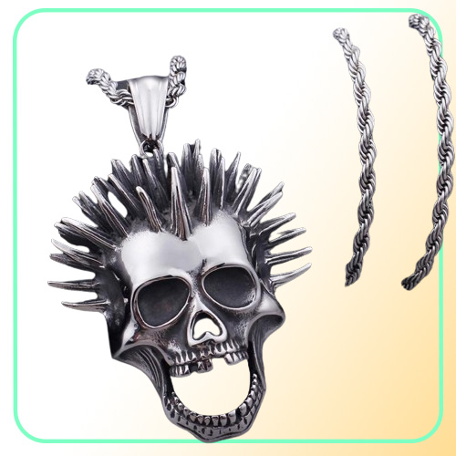 Anhänger Halsketten Retro Gothic Schädel Stil Cocktail Party Biker Halskette Für Männer Edelstahl Schmuck Männliche Anhänger3822326