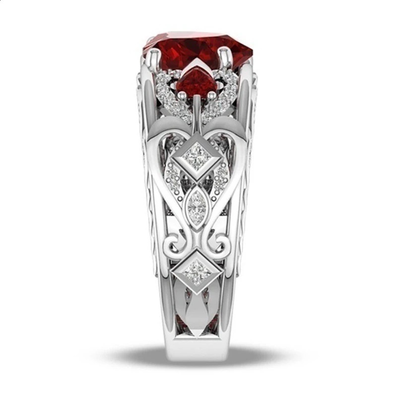 Eheringe Rotes Herz Rose Damen Valentinstag Ring Edelstahl Muster Herren Paar Ring Schmuck Ehering 231214