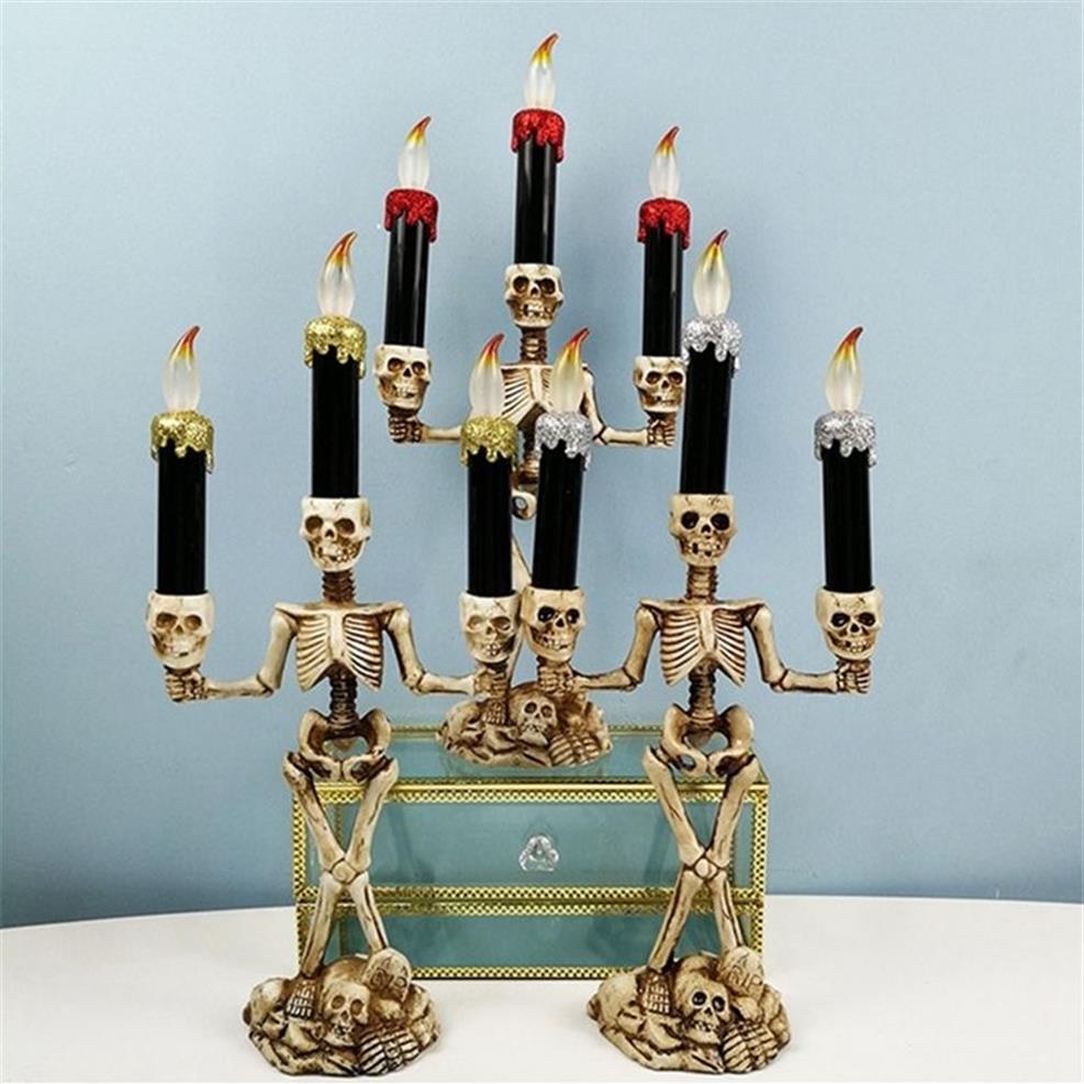 Led Candle Light Skeleton Halloween LED Candelabra Skull Party Lamp Halloween Decoration Lights Ghost Festival Atmosphere Y201006256B