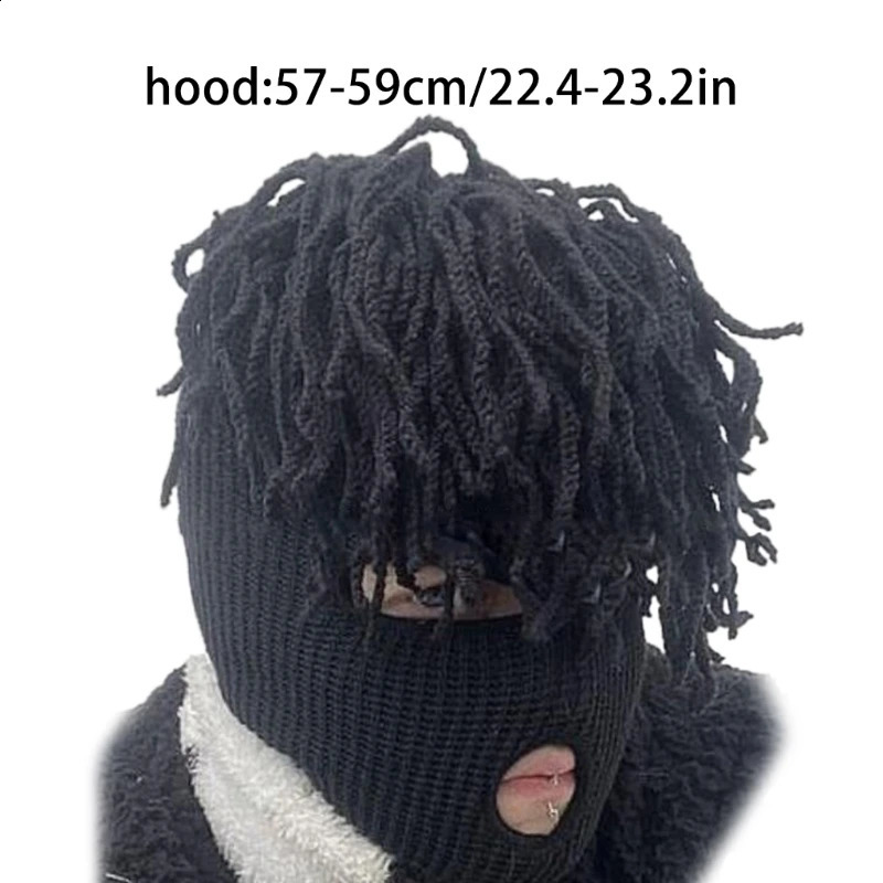 Hoeden Sjaals Sets Gebreide bivakmuts met volledig gezicht Wandelen Duivelhoorn Ski Halloween-hoed 231214