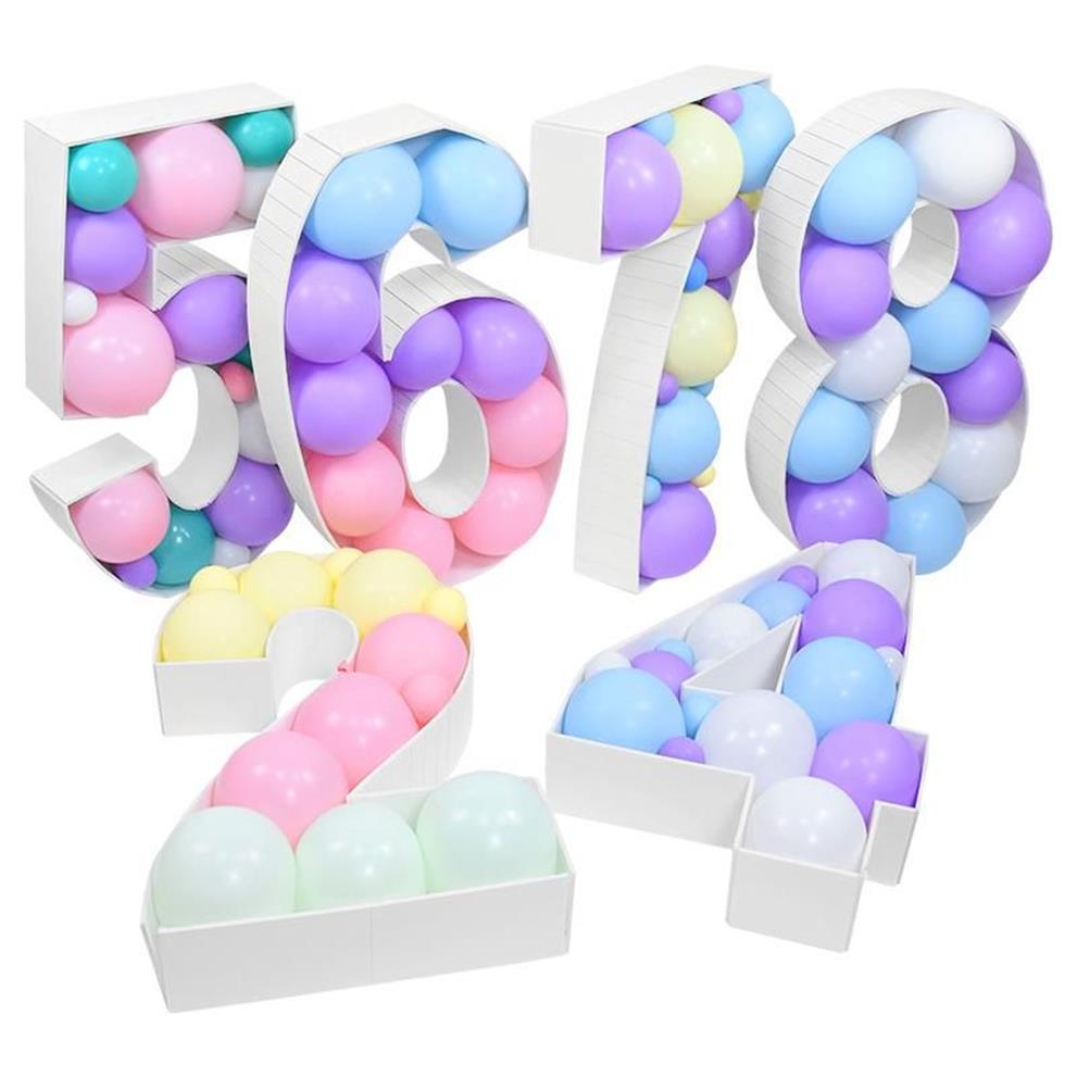 Украшение вечеринки, гигантские рамки с цифрами для наполнения воздушных шаров 0, 1, 2, 3, 4, 5, 6, 7, 8, 9, коробка для воздушных шаров, фон для дня рождения, свадьбы, DecorParty296U