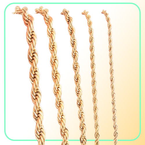 High Quality Gold Plated Rope Chain Stainless Steel Necklace For Women Men Golden Fashion ed Rope Chains Jewelry Gift 2 3 4 53436299