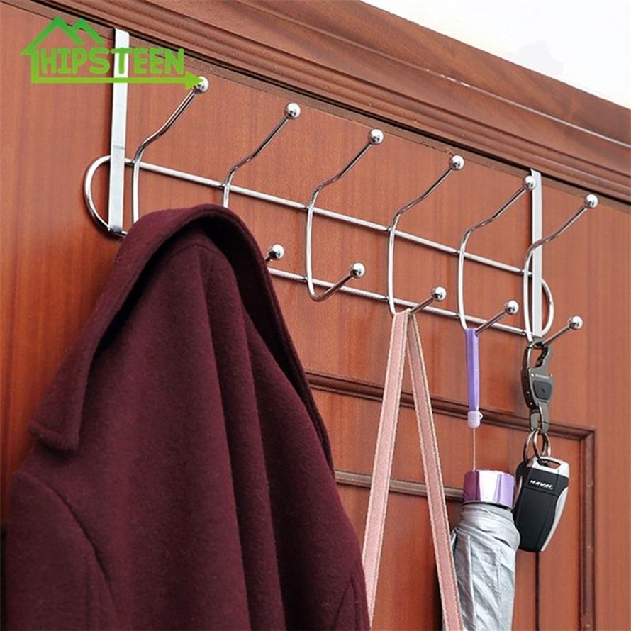 12 krokar badrum dörr hängande rack kök hängande arrangör dörr kläder hänger krokar över dörr rack handduk hållare t200415299v