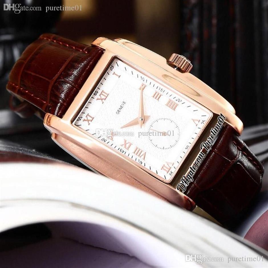 2022 Gondolo 5124G Automatic Mens Watch Rose Gold White Textured Dial Roman Markers Brown Leather Strap 5 Styles Watches Puretime02912