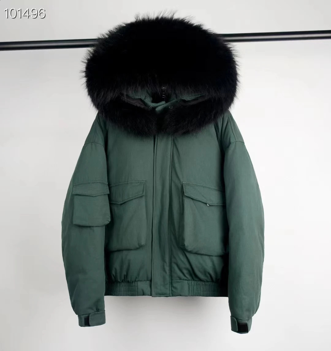 Mulheres Down Parkas Annsirgra Winter Bomber Jacket Mulheres Casaco Branco Duck Down Jacket Super Grande Real Raccoon Fur Collar Destacável Moda Quente 231214