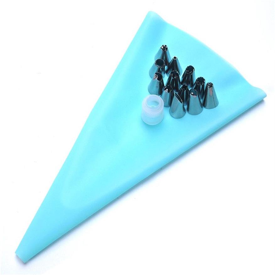 1 peça saco de confeitar creme de confeiteiro de silicone conjunto de 12 bicos ferramenta de decoração de bolo com 1 conversor329y