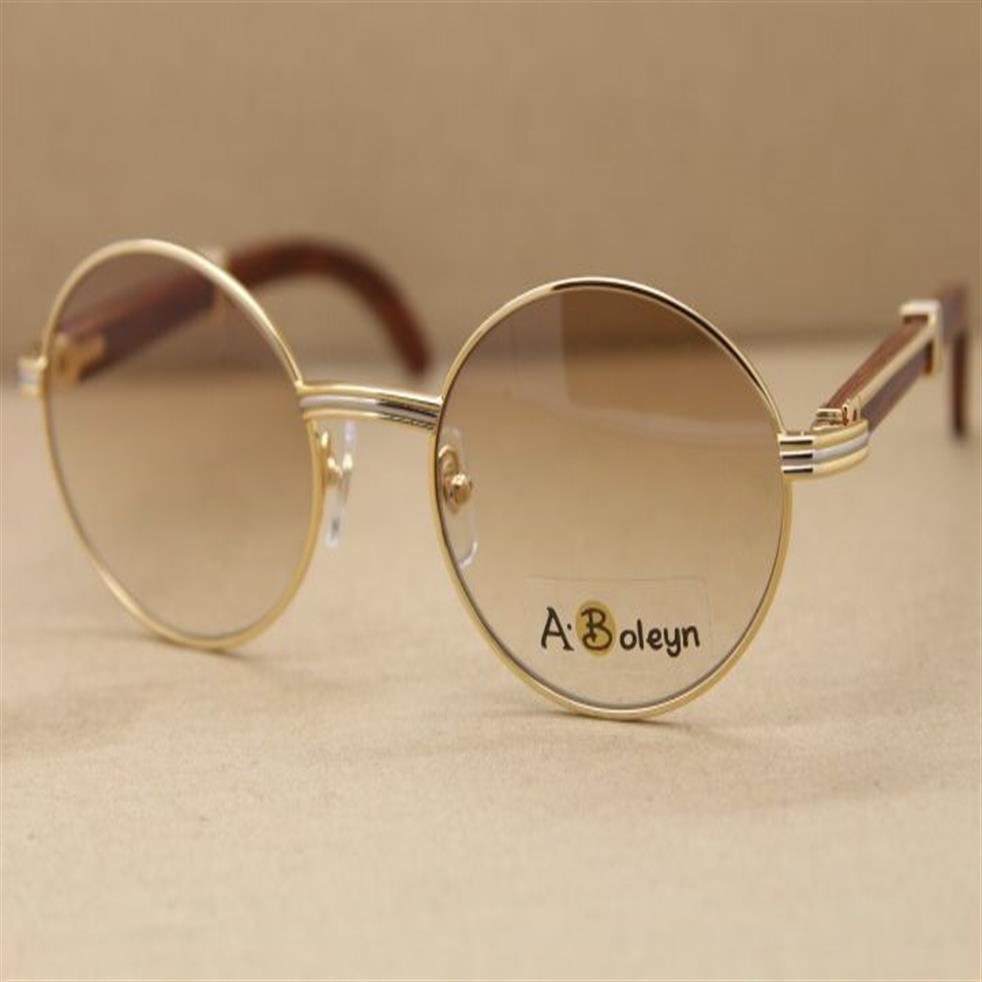 Décor cadre en bois 7550178 lunettes de soleil octogonales hommes ronds célèbre monture en métal argent or C décoration lentilles de haute qualité Diamond284k