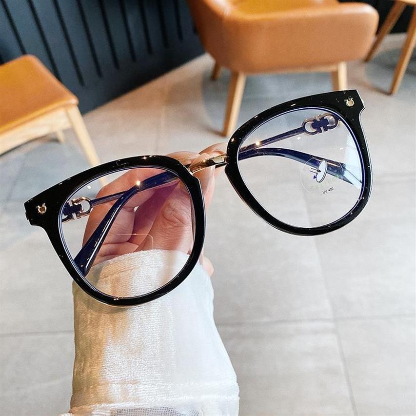 För kvinnor eleganta vita överdimensionerade runda glasögon ram mode stor klar lins presbyopia glasögon tr90 blå ljus glas251i