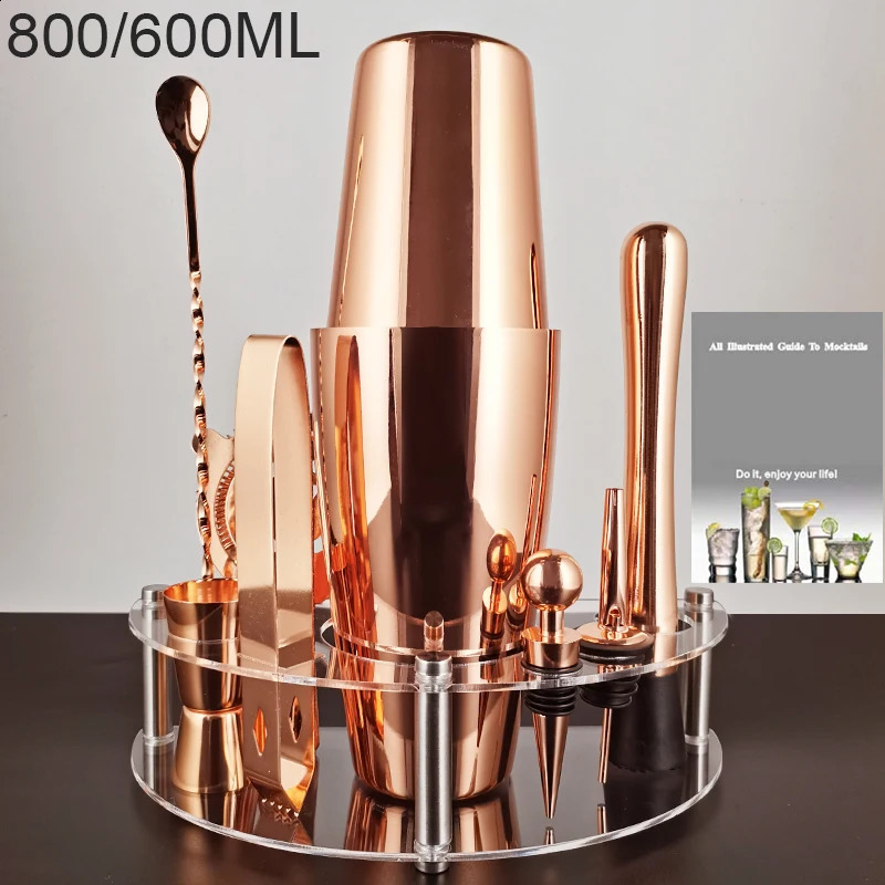 Outils de bar 1-10 pièces 750/550 ml Boston Cocktail Shaker ensemble barman Kit outils 25/18 oz en acier inoxydable Martini Shaker avec livret de recettes 231214