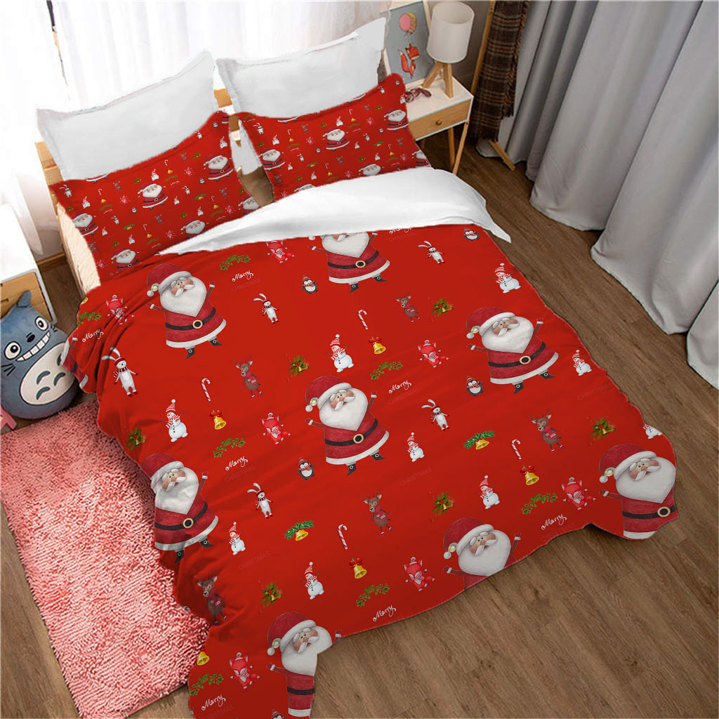 Rideaux de noël housse de couette 3d ensemble de literie Morden pierre blanche literie ensemble de literie couverture de lit drap taie d'oreiller