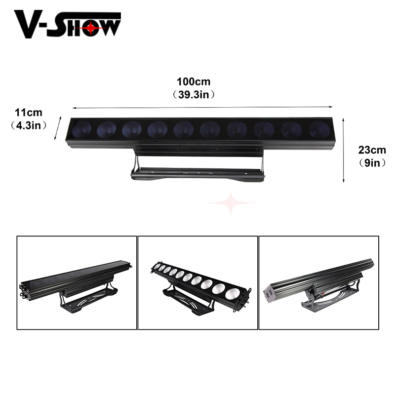 V-Show10x30W LED Pixel Bar Cob RGBW 4 i 1 LED-linjära väggbricka-lampor