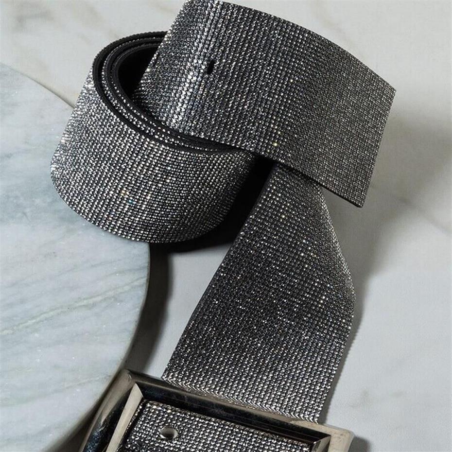 Belts Design Rhinestone Women's Wide Belt Fashion Shiny Diamond Crystal Waistband Female Gold Silver Waist Party233m